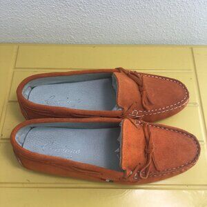 Corcione Italian orange suede driving moccasins 38